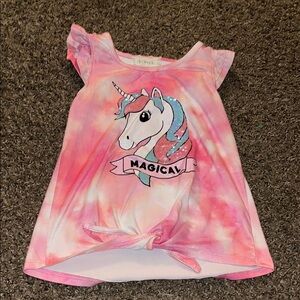 Cat & Jack Pink and Blue Short Sleeve Tee Unicorn Design